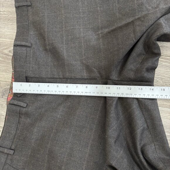 VTG Polo Ralph Lauren Brown Tweed Pants Pleated Plaid 90s Mens 40 Cashmere Wool - Picture 5 of 14